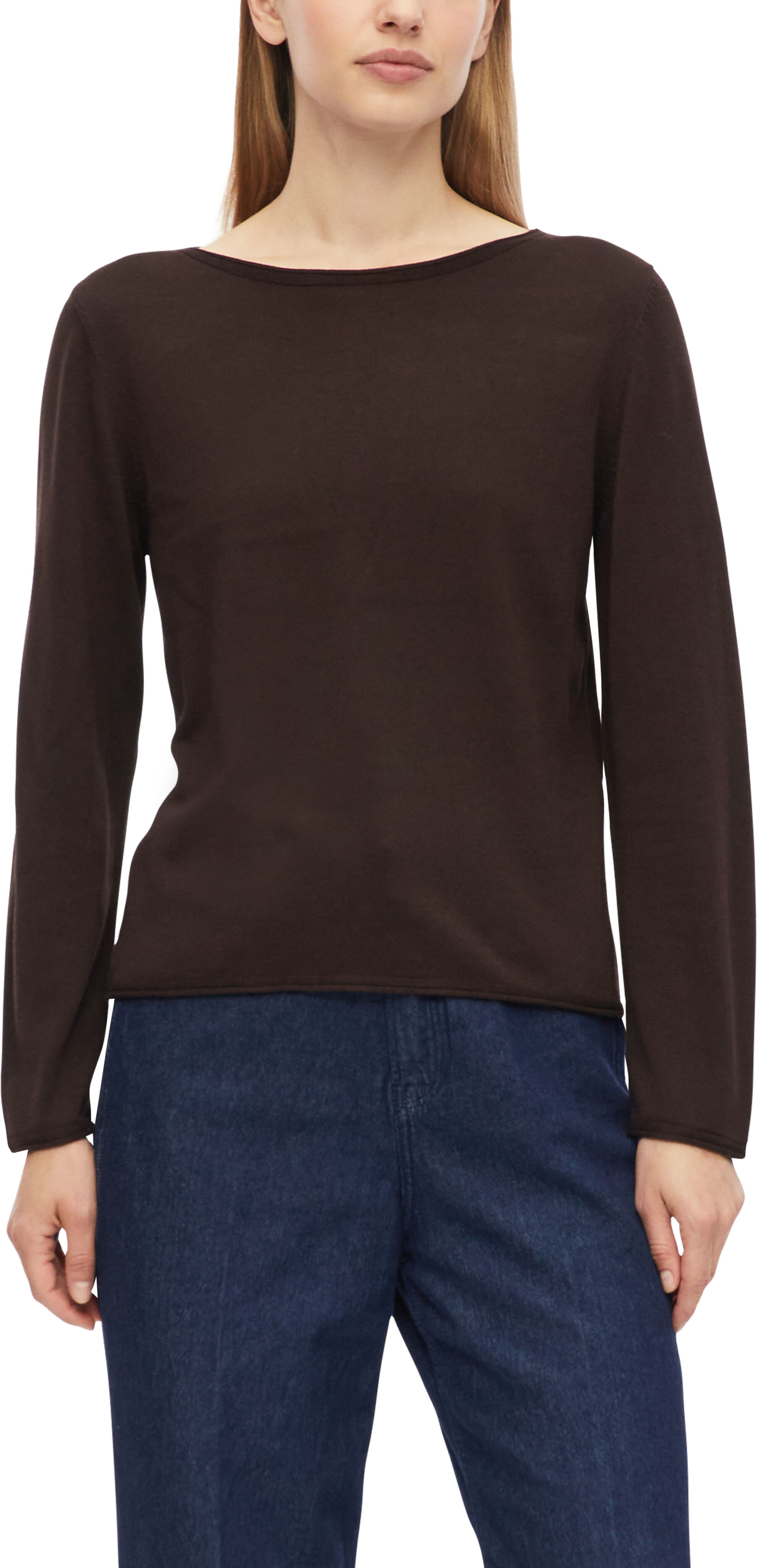 Strickpullover S.OLIVER, Damen, Gr. 38, braun, Strick, Obermaterial: 50% Baumwolle, 50% Viskose, normal hüftbedeckend, U-Boot-Ausschnitt, Pullover Strickpullover, mit U-Boot-Ausschnitt braun 38