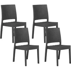 GARTENSTUHL 4er-Set Rattanoptik graphitgrau Fossano