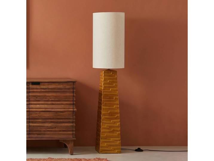 KARE Stehlampe Siena, gelb / orange, für Wohn- / Esszimmer, Textil / Stoff / Seide, Vintage, Stehlampe