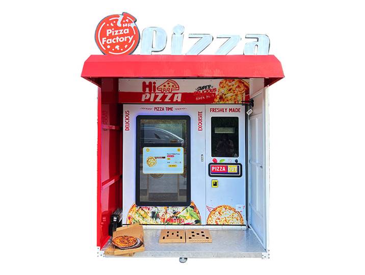 Distributeur automatique de pizzas 24h/24 sans personnel, livraison rapide de restauration rapide pour les grands centres commerciaux, paiement par pièces pour café et pizza