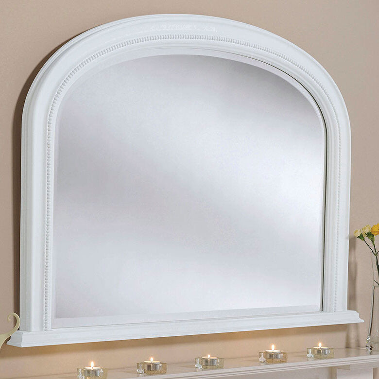 Three Posts Burcham Arched Overmantle Wall Mounted Accent Mirror White 78.5cm H X 112cm W X 4.5cm D