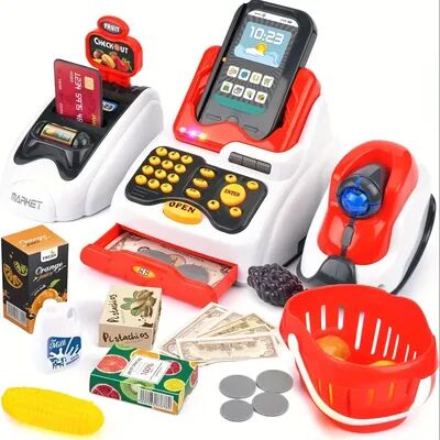 Perfect Picks Market Toy Cash Register For Kids, Checkout Scanner, Play Money Food Set, , Credit Card Machine, Fruit Card Reader Toy Cash Register For Kids, Checkout Scanner, Play Money Food Set, , Credit Card Machine, Fruit Card Reader