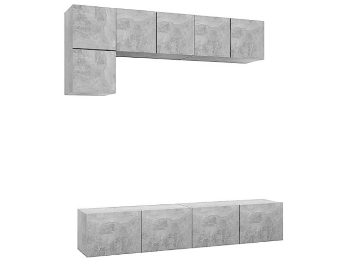 GKHPYURE TV-Möbel-Set, 5 Stück, Grau, Beton, Holz, mehrschichtig Wandbefestigung, 3x60x30x30 cm und 2x80x30x30 cm, großer Raum, einfache Reinigung