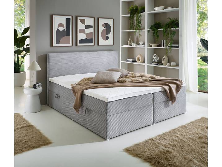 Boxspringbett 180 x 200cm Cord Silber