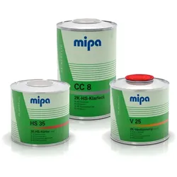 2L Set MIPA CC8 2K HS Klarlack Lufttrocknung inkl. 0,5L Härter HS35 lang + 0,5L Verdünner normal