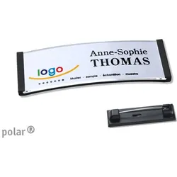10 Namensschild mit Nadel polar® schwarz | 64 x 22 mm, Kunststoff