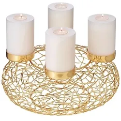 EDZARD Adventskranz Milano (ø 34 cm), goldfarben, glänzend, Edelstahl