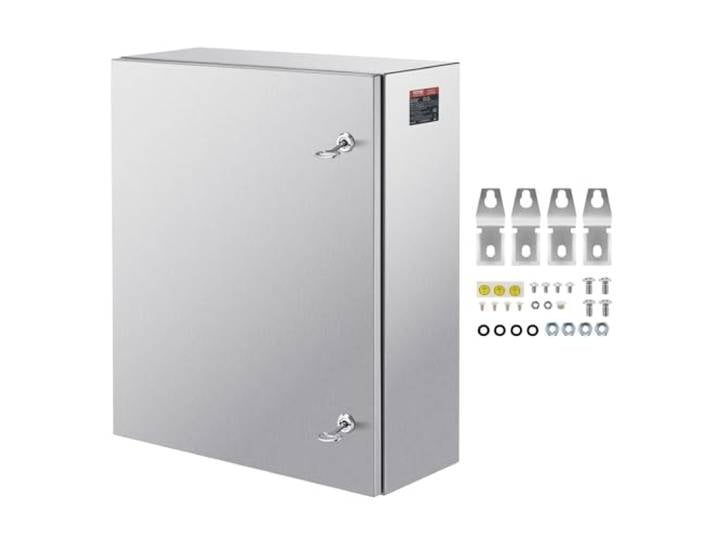 VEVOR Coffret Électrique en Acier Inoxydable\, Armoire Électrique 60x50x20 cm Boîtier Mural Étanche IP66 avec Plaque de Montage\, Charnière de Verrou pour Équipements Électroniques Électriques Extérieur