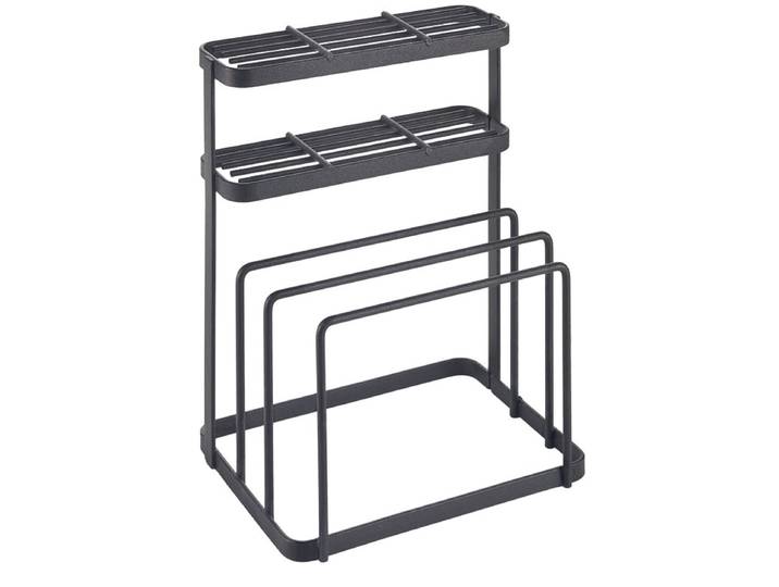 Küchenorganizer-Set METALTEX mit exklusiver Metaltex ThermoTouch Beschichtung , schwarz, B:16cm L:23cm T:13cm, Kunststoff, Metall, Küchenhelfer-Sets, Küchenorganizer-Set, Messer- u. Schneidebrett-Organizer