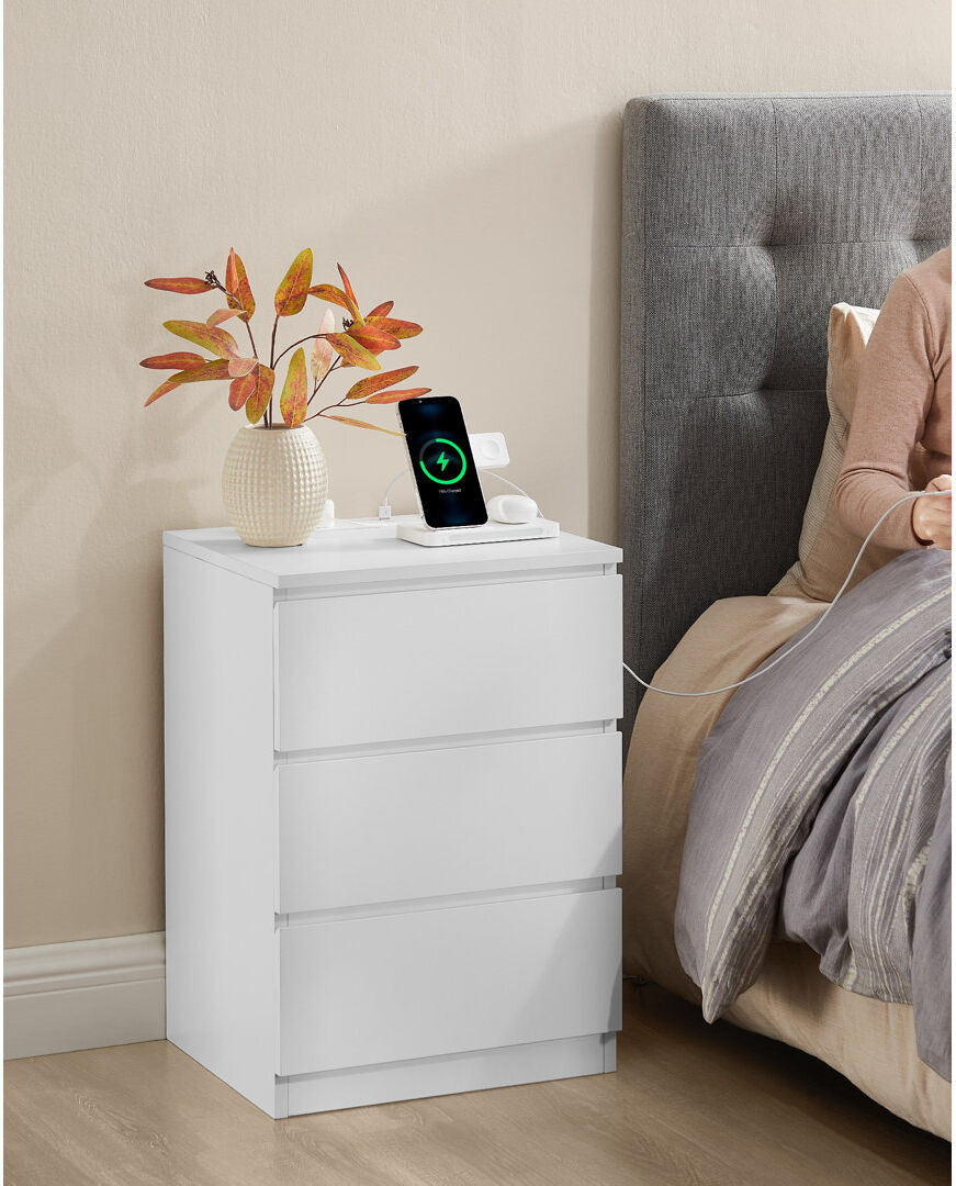 17 Stories Rubens 40 cm W Bedside Table White 59cm H X 40cm W X 35cm D