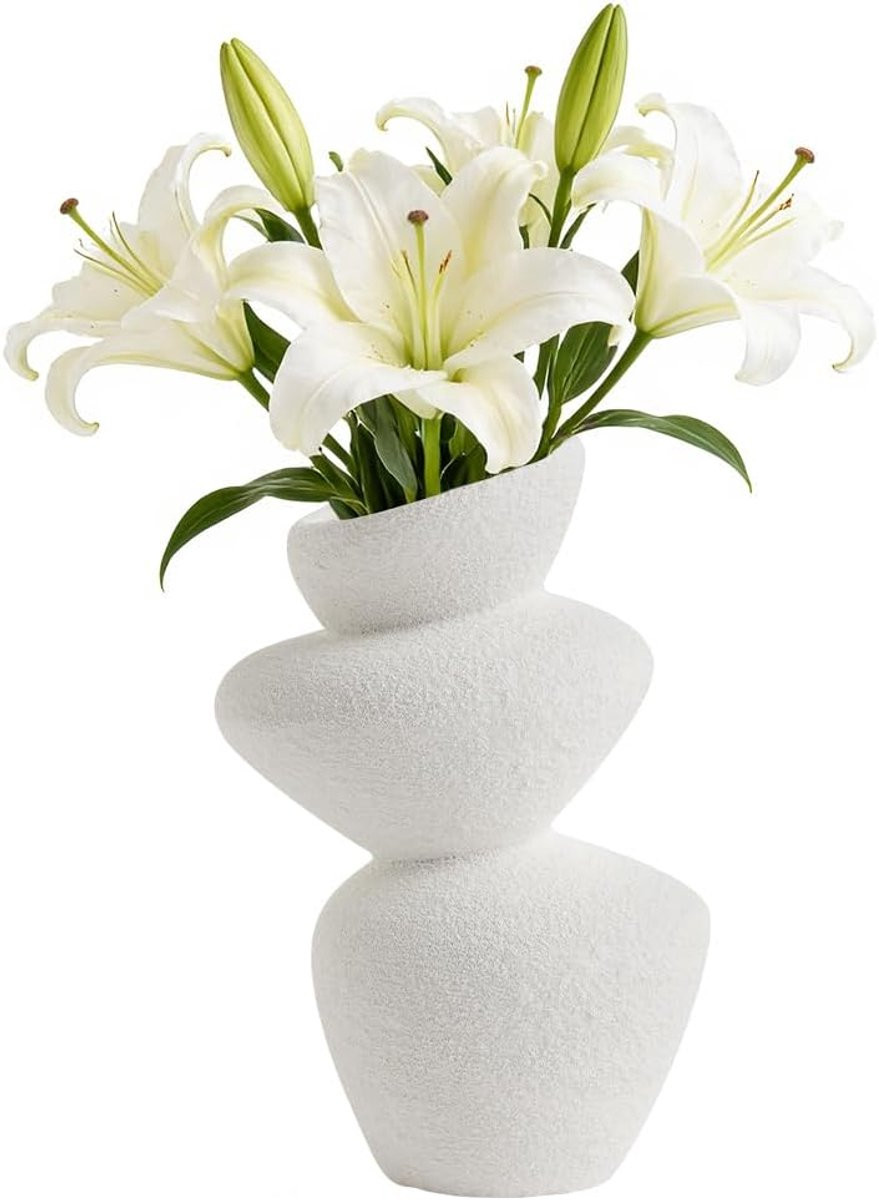 Stone Tower Keramisch Sculpturaal Bloemenvaasje voor Woonkamer en Slaapkamer