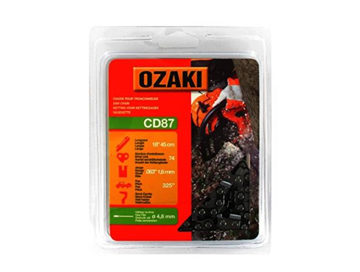 OZAKI - Chaîne Tronçonneuse .325\ - Jauge 1\,6 mm (0\,63\ ) - Profil de Gouge Semi-Carré - 74 Entraîneurs