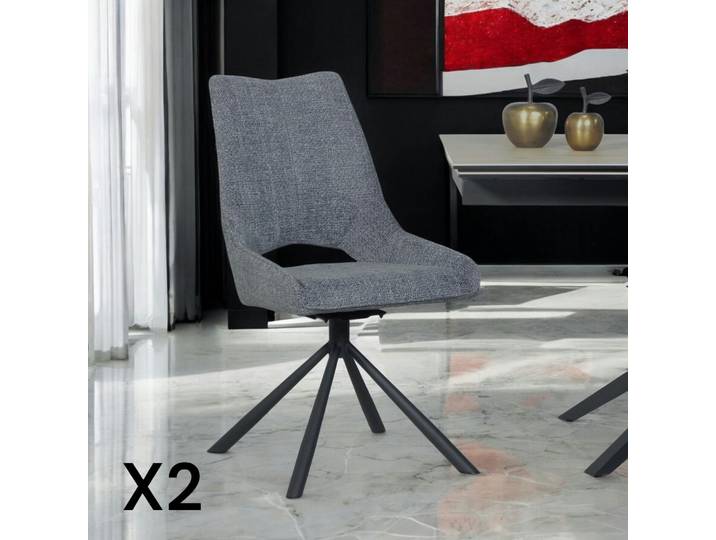 Chaise pivotante moderne en tissu (lot de 2) LIGURIE - Anthracite