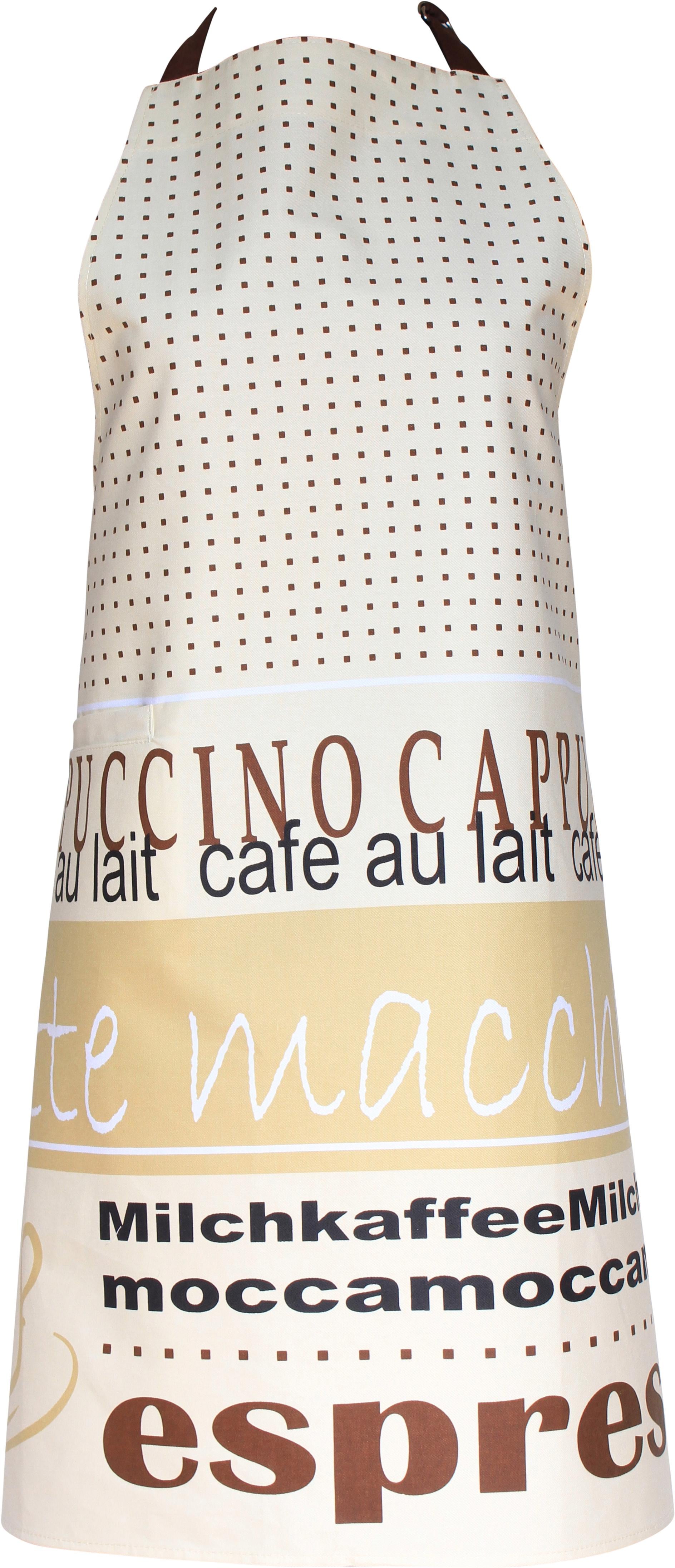 Kochschürze STUCO "Mokka", beige (beige, braun), B:80cm L:85cm, Baumwolle, Schürzen, Kochschürze