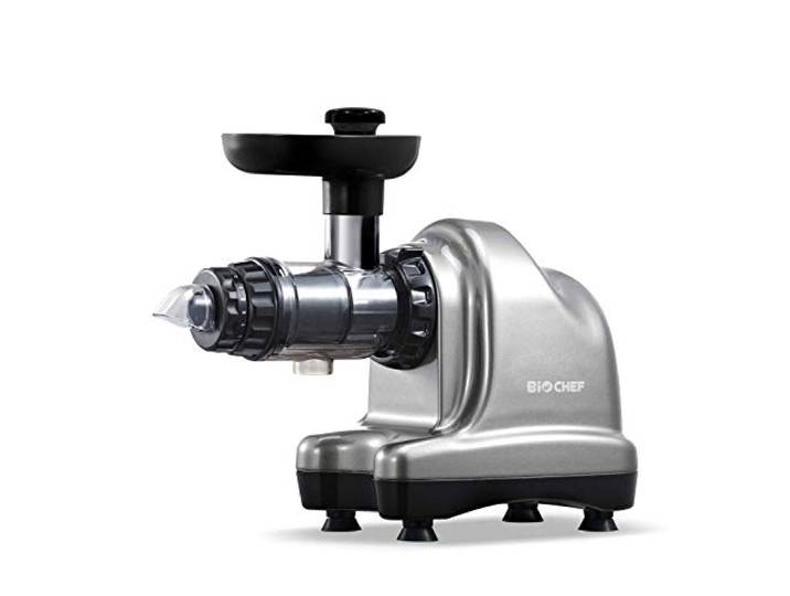 Extracteur de Jus BioChef Axis Cold Press Juicer - Extracteur Masticateur Horizontal pour Herbe de Blé\, Fruits et Légumes avec Une Grande Ouverture et 20 ans de Garantie (Gris)