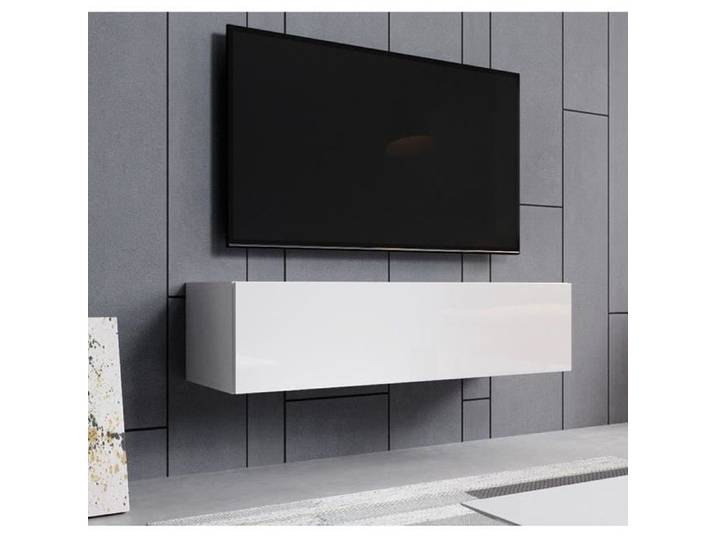 Meuble TV - DESIGN AMEUBLEMENT - Aitana M1 - Suspendu - Blanc mat - Porte Push-Click