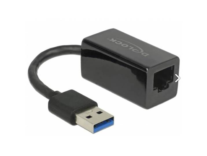 Delock Adapter SuperSpeed USB (USB 3.2 Gen 1) met USB Type-A stekker > Gigabit LAN 10/100/1000 Mbps compact zwart