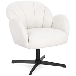 Drehsessel Chloe aus Stoff, modern, weiß, gepolstert, drehbar, Metallgestell schwarz