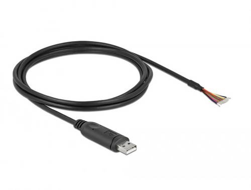 Delock USB-Kabel USB 2.0 USB-A Stecker, offene Kabelenden 2.00m Schwarz 90416