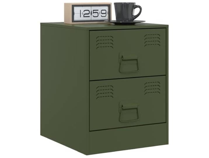 KTHLBRH Nachttische 2 Stück Grün 34,5 x 39 x 44 cm Stahl Elegantes Design, große Ablage, praktische Griffe, einfache Reinigung, für Schlafzimmer