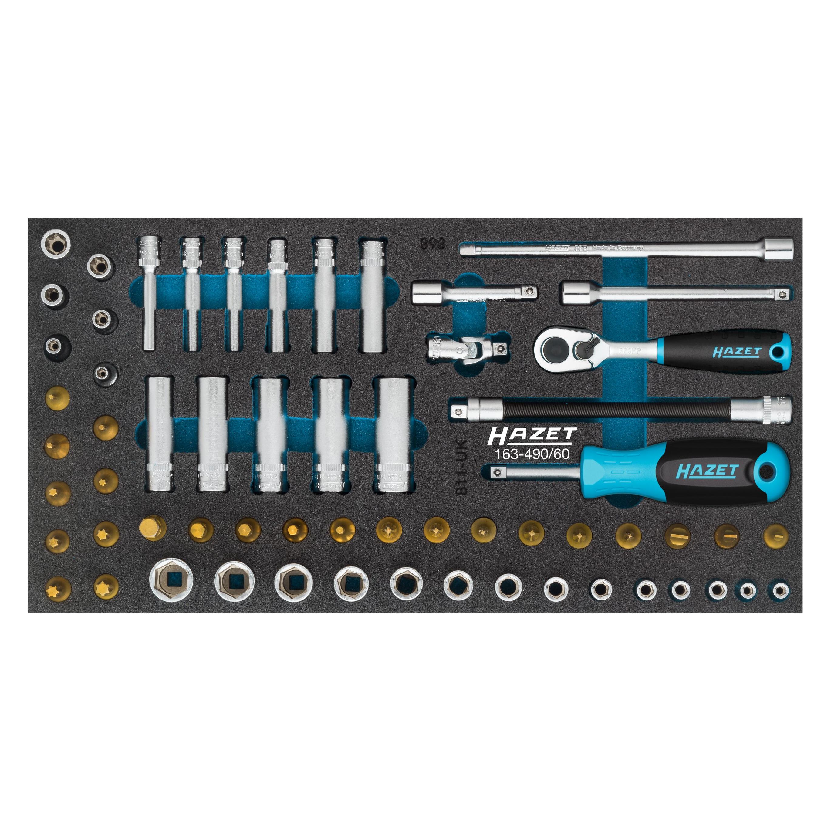 Hazet Steckschlüssel Satz 163-490/60 Vierkant6,3 mm (1/4 Zoll) Aussen TORX Profil, Aussen Sechsk... (163-490/60)