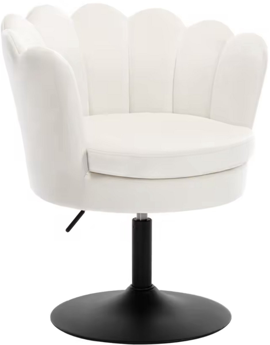 Varnox Verstelbare Draaistoel met Armleuningen in Beige Fluweel