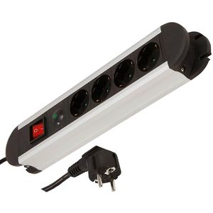 McPower Steckdosenleiste SL-04, mit 1,4m Kabel, 4-fach in schwarz, Überspannungsschutz, Schalter