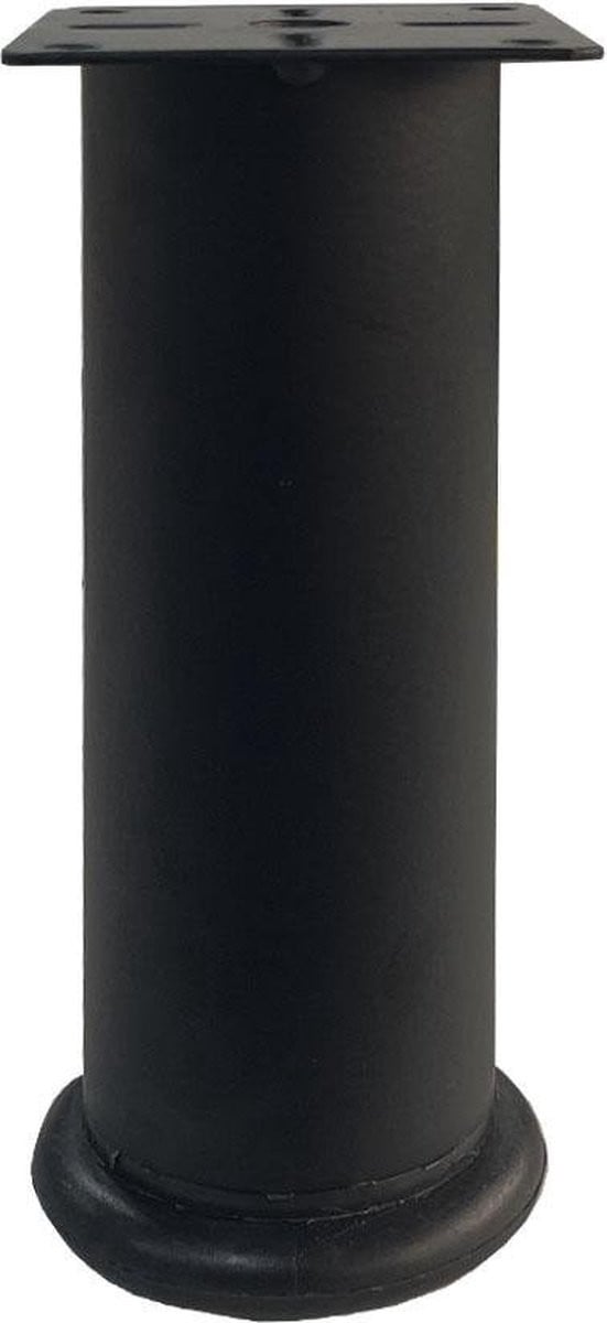 FLE Stalen verstelbare meubelpoot zwart rond ø 4 cm, Hoogte: 13 cm