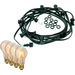 Illu Party Garten Außenlichterkette 10m schwarz 10x E27 LED Filament Glühbirne