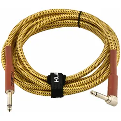 Klang Instrumentenkabel TWEED 6,3mm Klinke, gewinkelt mono - 6,3mm Klinke, mono,... - Audiokabel
