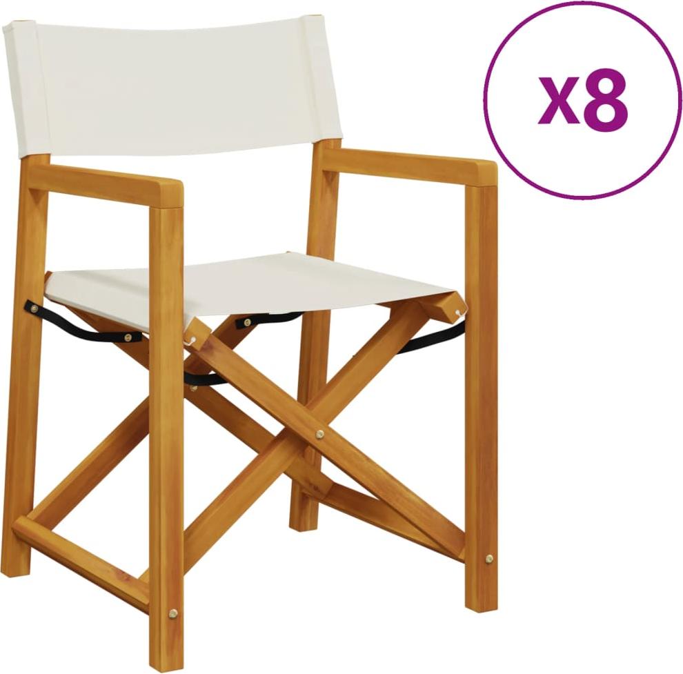 vidaXL 8-teiliges Klappstuhl-Set, cremeweißer Stoff