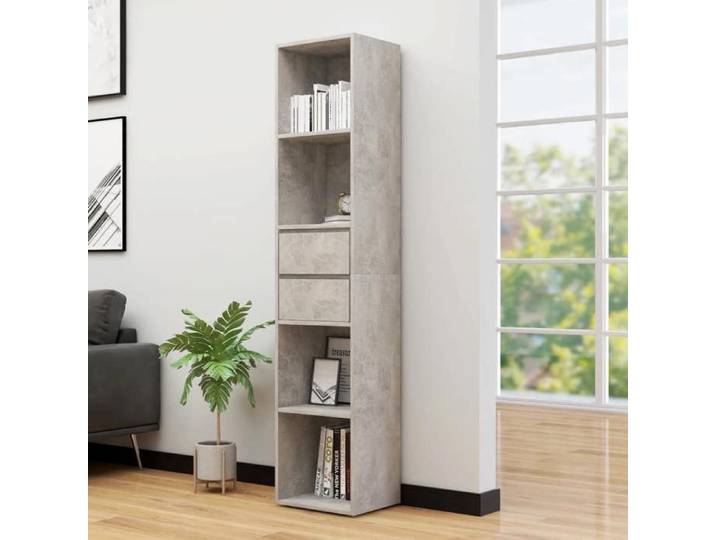 BEAU Meuble rangement sur Pied - Bibliothèque - Gris béton - 36x30x171 cm - bois d'ingénierie mode459718