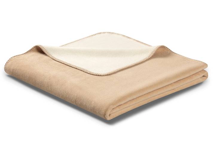 Wohndecke BIEDERLACK Doubleface , beige (beige, ecru), B:150cm L:200cm, Baumwolle, Polyacryl, Polyester, Wohndecken, Wohndecke, mit geketteltem Zierstich