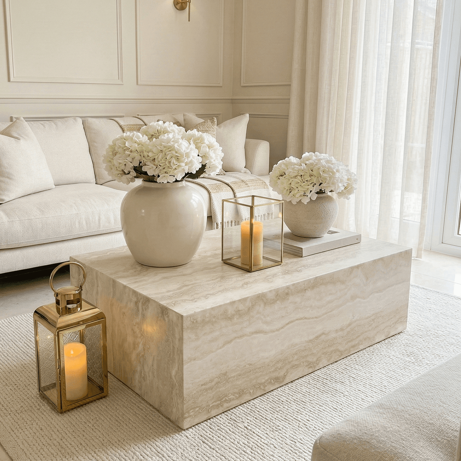 Celeste Rectangular Neutral Marble Effect Coffee Table
