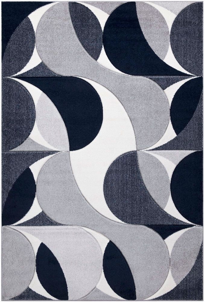 George Oliver Kenzo Navy Abstract Geometric Modern Rug – Large Living Room Carpet   Bedroom & Hallway Runner   Soft, Stain Resistant, Non-Shedding Floor Mat Navy Rectangle 160 x 230cm