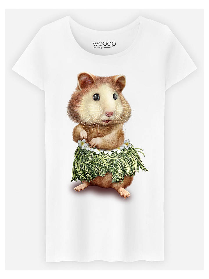 WOOOP Shirt "Hamster Hula" in Weiß - XXL