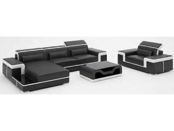Xlmoebel Ecksofa Schwarze Lounge Ecke Sofa Sessel Couchtisch Modernes Wohnzimmer, 3 Teile, Special features