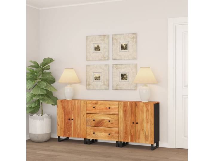 vidaXL Sideboards 3 Stk. Massivholz Akazie