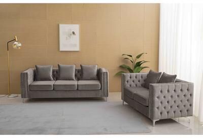 AMERROBIL Velvet 2 Piece Loveseat and Sofa Living Room Set
