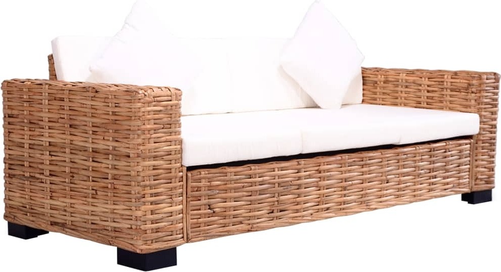 3-Sitzer Gartensofa Natürliches Rattan