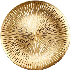 Dekoteller 33cm Kunststoff mit Strahlen Muster - Gold