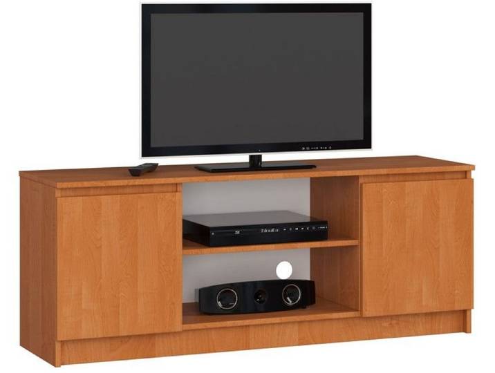 Meuble TV AKORD Aulne 140 cm 2 portes 2 étagères - Salon - Contemporain - Design
