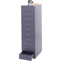 Rollcontainer Preston T851, Schubladenschrank Stahlschrank, 110x28x41cm 10 Schubladen ~ dunkelgrau