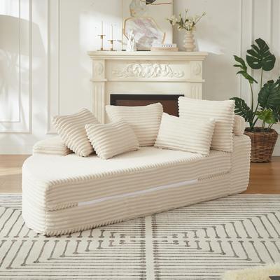 78.5-Inch Corduroy Semi-Circular 2-in-1 Sofa Bed,Designer Recliner with Pillow