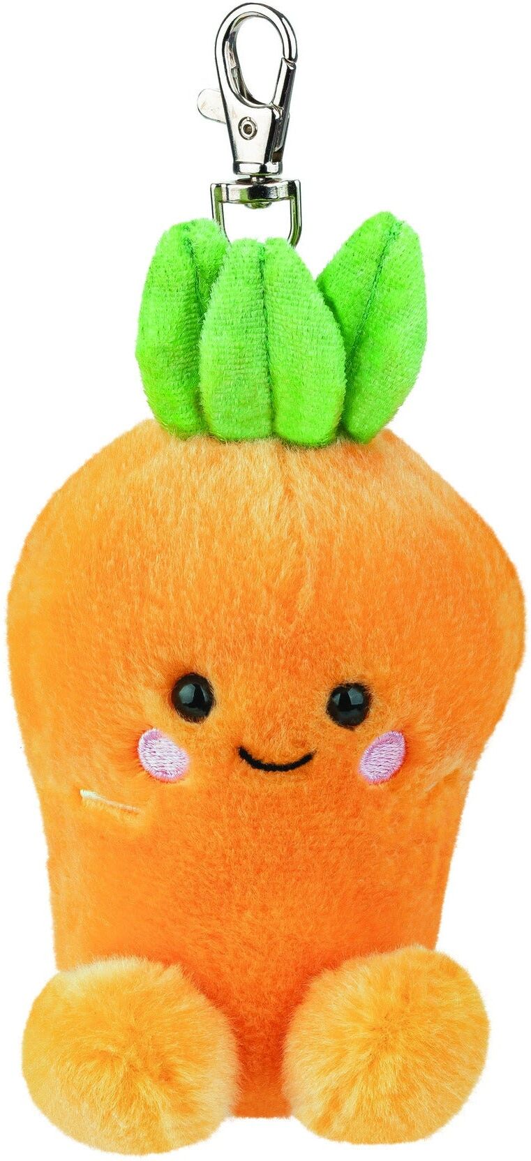 Aurora Palm Pals Cheerful Carrot Plush Keyring 4in, Bright Orange, 4 in