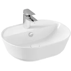 VitrA Options Aufsatzwaschtisch 7428B003-0001 54,5x43x15cm, oval, weiß, Hahnloch mittig, mit Überlauf