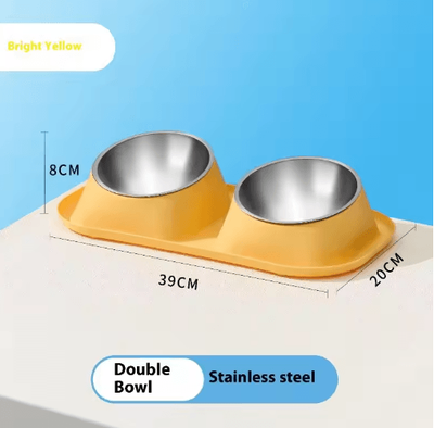 Inspire Picks Stainless Steel Double Pet Bowl With Non Slip Elevated Neck Protection Design a11