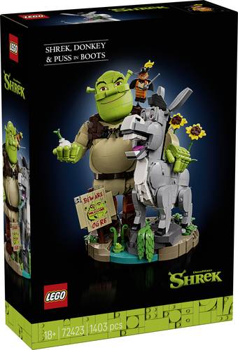 LEGO ICONS 72423 Shrek, Esel und Der Gestiefelte Kater baubare bewegliche Figuren