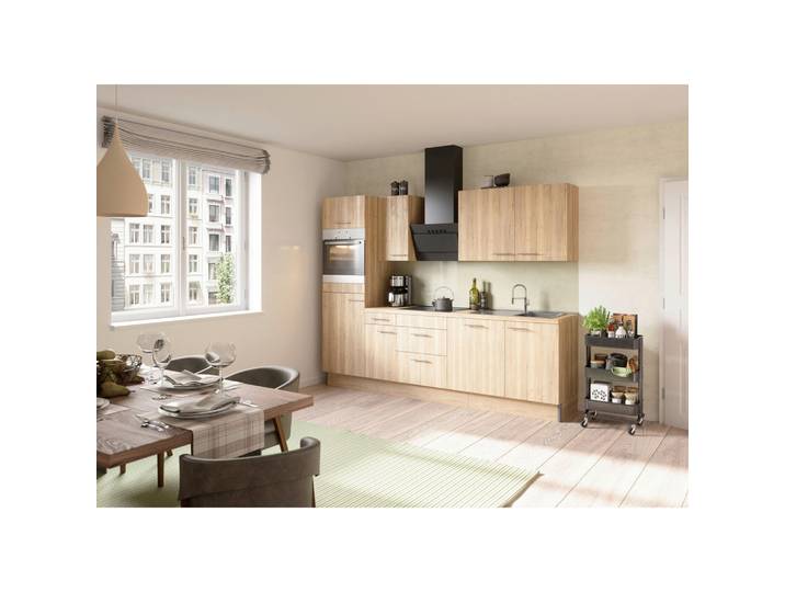 Optifit Küchenleerblock, Eiche, 3 Schublade(n) Schubladen, seitenverkehrt montierbar, nur wie online abgebildet bestellbar, 270 cm, Made in Germany, DIN EN ISO 14001, DIN EN ISO 50001, DIN EN ISO 9001, Zusatzausstattung erhältlich, höhenverstellbare Füße, Küchen, Küchenzeilen & Küchenblöcke, Küchenzeilen ohne Geräte