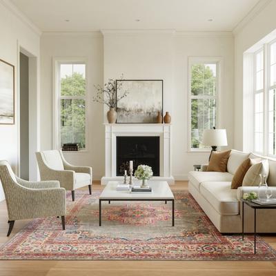 Porch & Den Dobbin Vintage Persian Medallion Farmhouse Area Rug